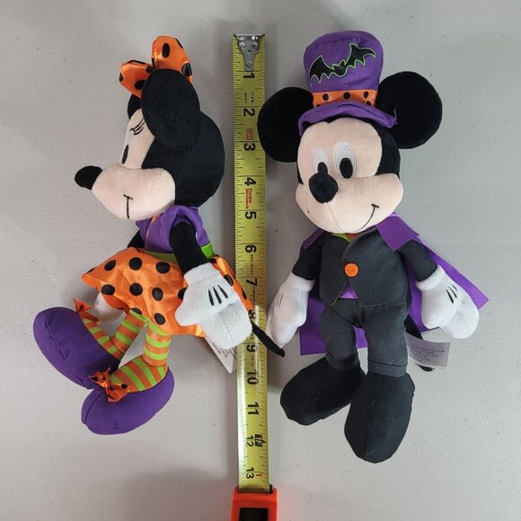 Disney Halloween Mickey & Minnie Plush Dolls 11" Cape Hat Bat Embroidered Eyes - Picture 10 of 10